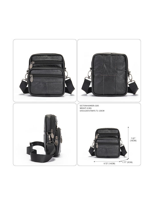 Herren Ledertasche Schulter / Crossbody Schwarz