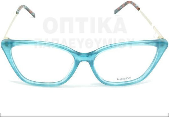 Lussile Weiblich Brillenrahmen Türkis LS32354 LN08