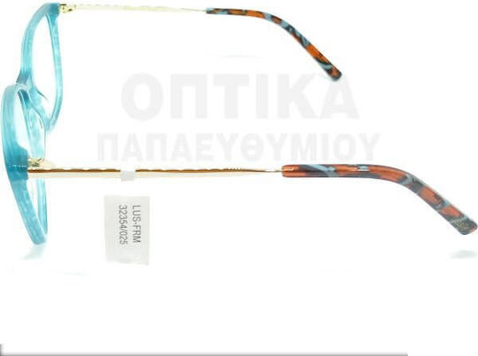 Lussile Weiblich Brillenrahmen Türkis LS32354 LN08