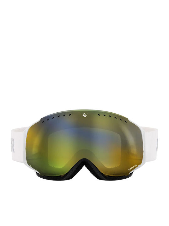 Sinner Emerald Μάσκα Σκι & Snowboard Ενηλίκων Μαύρη με Φακό σε Πράσινο Χρώμα
