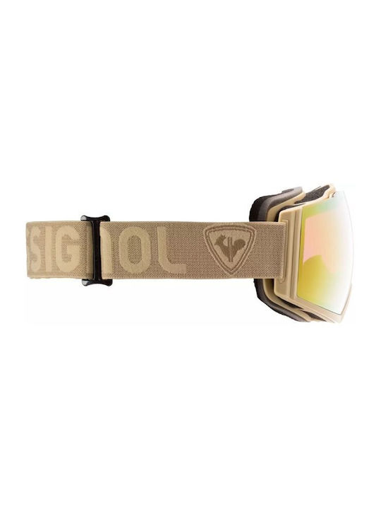 Rossignol MagneLens Ski- und Snowboardbrille für Erwachsene, Beige, mit gelbem Spiegelfilter