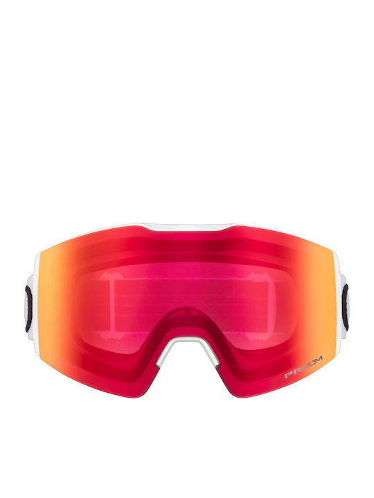 Oakley Fall Line XM Μάσκα Σκι & Snowboard Ενηλίκων Λευκή με Φακό Καθρέπτη σε Κόκκινο Χρώμα