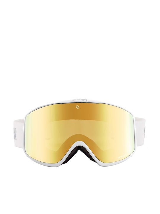 Sinner Sin Valley S Ski & Snowboard Goggles Kids White with Lens in Gold Color