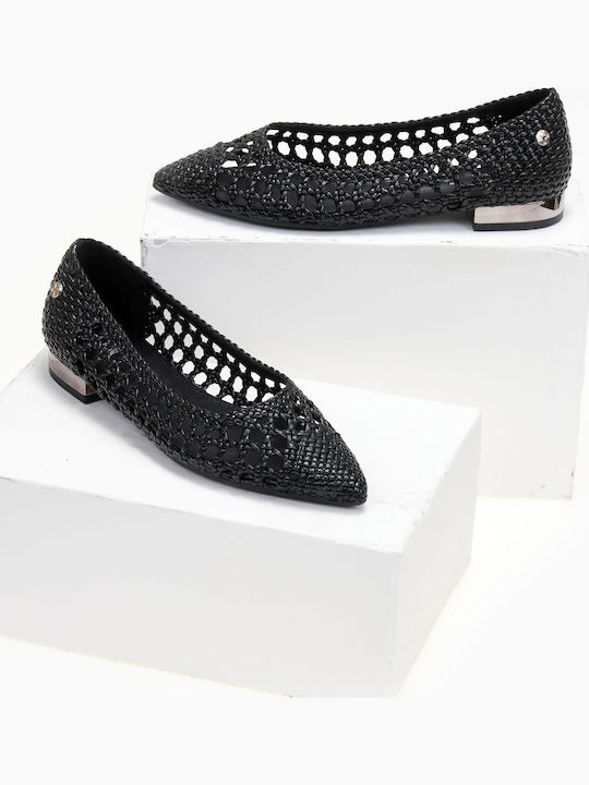 Damen Ballerinas Spitz zulaufend in Schwarz Farbe