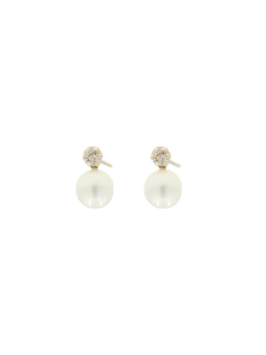 Q-Jewellery Men's Earrings made of Gold 14K with Stones & Pearls