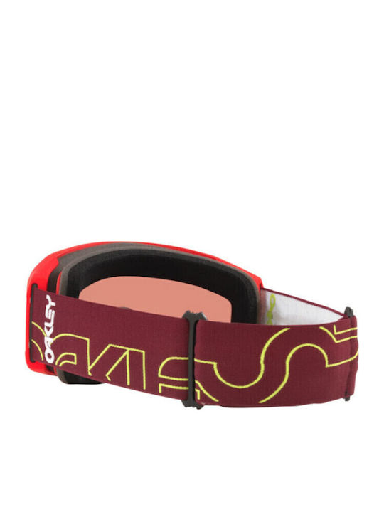 Oakley Line Miner Ski & Snowboard Goggles Kids Red with Lens in Orange Color