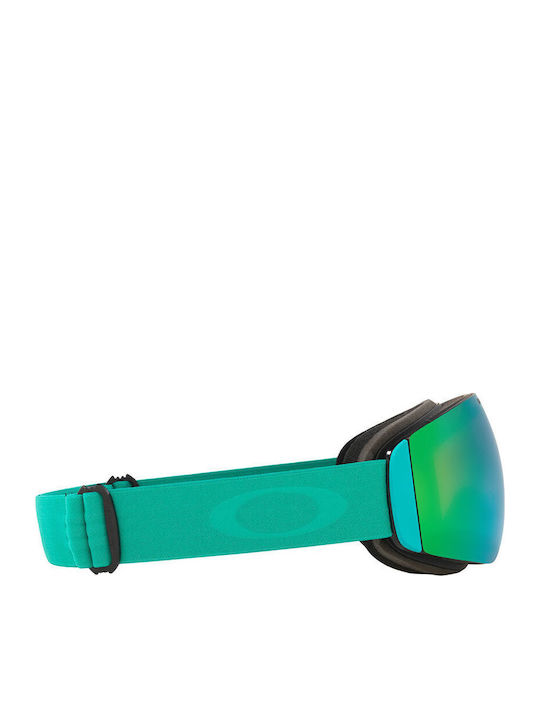 Oakley Flight Deck Mască de Schi și Snowboard pentru Adulți Turcoaz cu Lentilă Verde