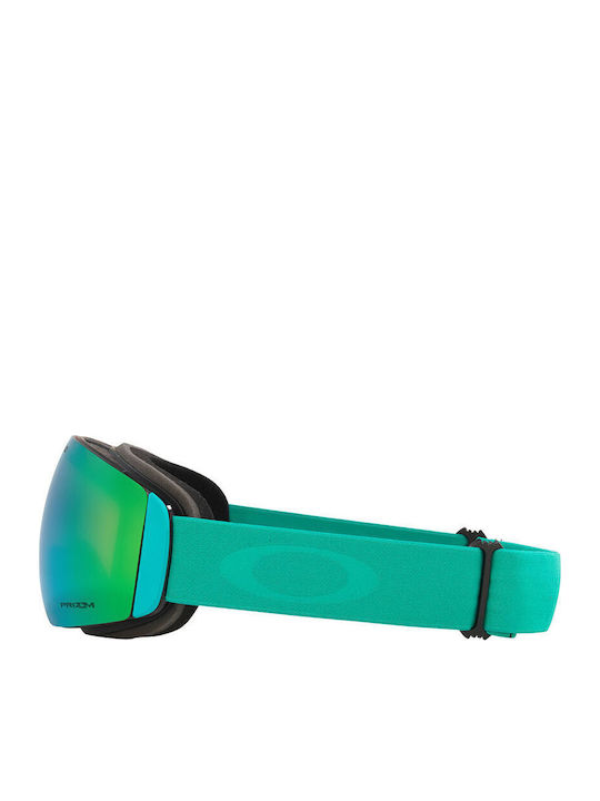 Oakley Flight Deck Mască de Schi și Snowboard pentru Adulți Turcoaz cu Lentilă Verde