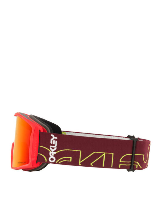 Oakley Line Miner Ski & Snowboard Goggles Kids Red with Lens in Orange Color