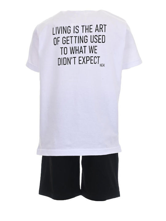 Nek Kids Wear Παιδικό Σετ με Σορτς Λευκο-μαυρο 2τμχ