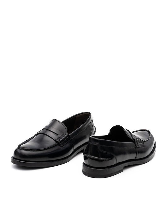 Leder Damen Mokassins in Schwarz Farbe