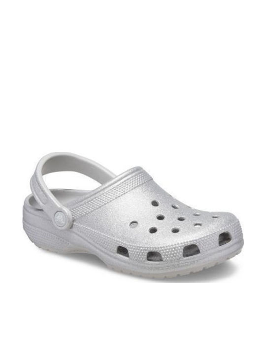Crocs Classic Glitter Γυναικεία Σαμπό Ασημί