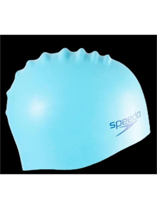 Speedo Plain Moulded Silicone Kids Swimming Cap Blue