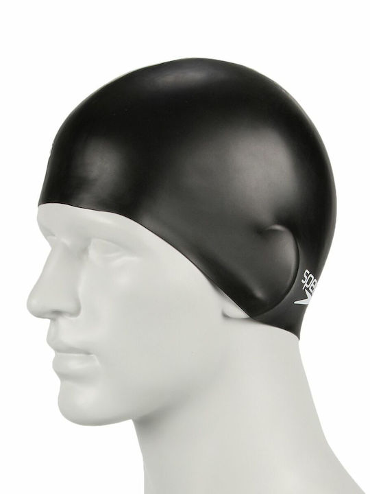 Speedo Plain Moulded Silicone Kids Swimming Cap Black