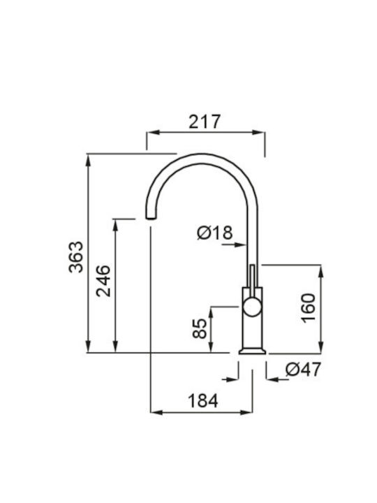 Elleci Tall Kitchen Faucet Counter Gold