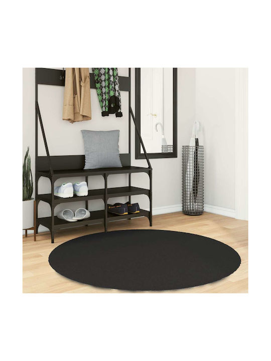 vidaXL Huarte Αντιολισθητικό Χαλί Στρογγυλό Μαύρο Φ120cm