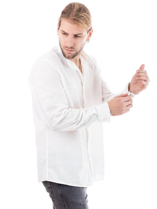 Camp Costa Men's Shirt Long Sleeve Linen White