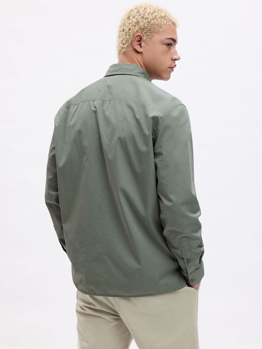 Long-sleeved Cotton Shirt Sage Green