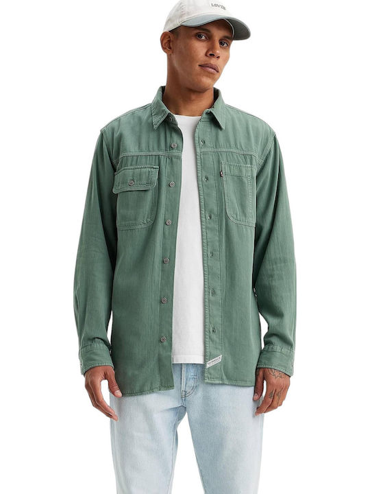 Worker Long-sleeved Cotton Shirt Green