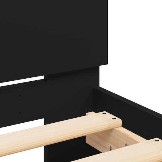 Kinderbett Klassisch Einzeln Schwarz für Matratze 100x200cm