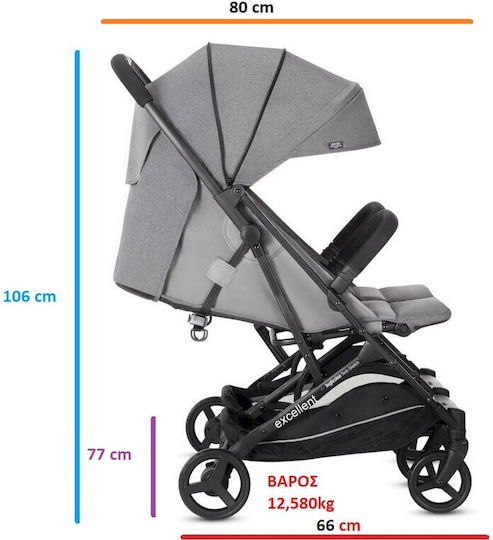 Inglesina Twin Sketch Double Stroller Suitable from 6+ Months Grey 12.5kg