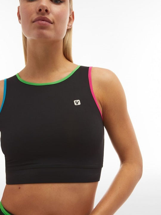Γυναικείο Αθλητικό Crop Top Αμάνικο Μαύρο
