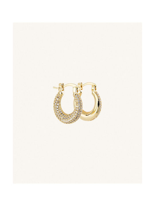 StanStefan Earrings Hoops made of Steel Gold Plated with Stones