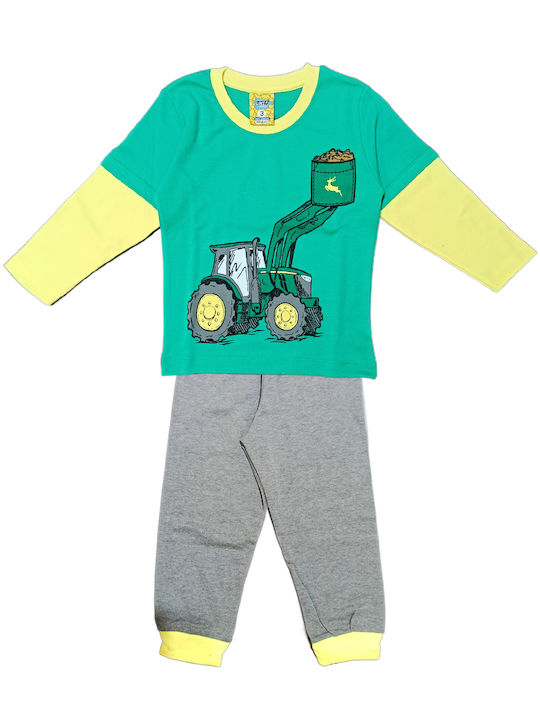 LIKE Bebe Pijama de iarnă pentru băiat 1-5 ani Tractor #122-0135 Verde