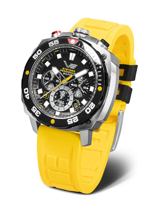 Vostok Europe Men's Watch 46mm Chronograph Battery with Black Leather Strap