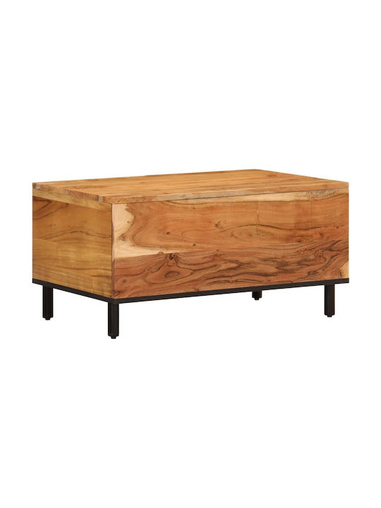 Rectangular Central Coffee Table Made of Solid Acacia Wood M80xW50xH40cm