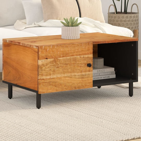 Rectangular Central Coffee Table Made of Solid Acacia Wood M80xW50xH40cm