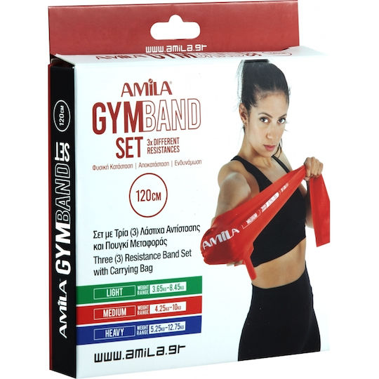 AMILA Resistance Bands Set 3pcs Multicolored 2.5m