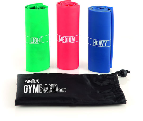 AMILA Resistance Bands Set 3pcs Multicolored 2.5m