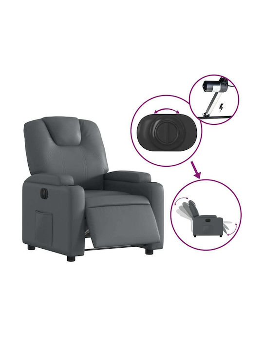 Relaxsessel mit Fußhocker aus Kunstleder Grey 74x88x97cm