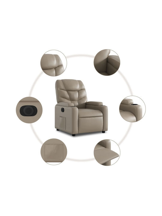 Relax Armchair with Footstool from Leatherette Cappuccino 74x89x100cm