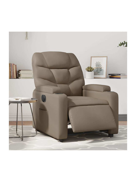 Relax Armchair with Footstool from Leatherette Cappuccino 74x89x100cm