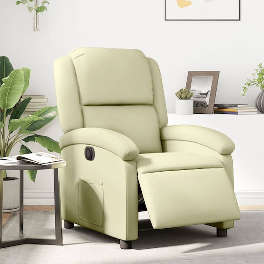 Фотьойл Relax С поставка за крака от Естествена Кожа Крем 71x86.5x99.5см