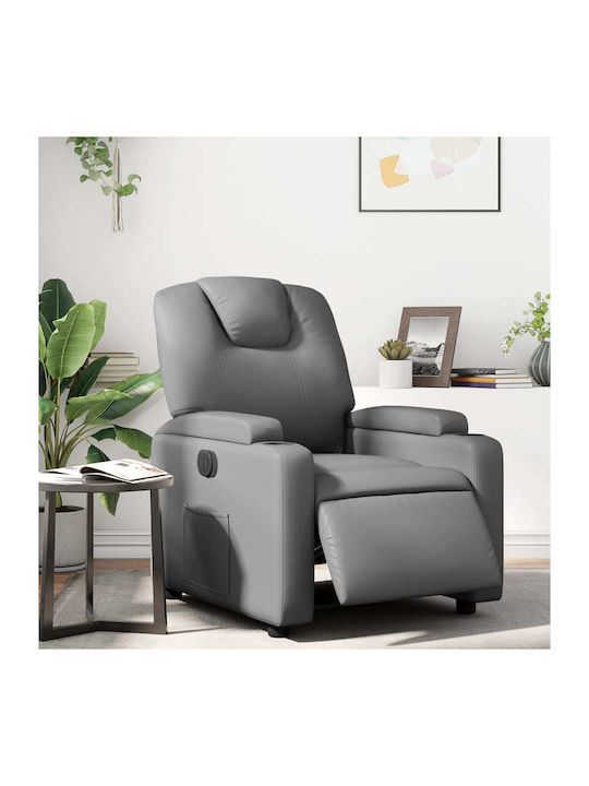 Relaxsessel mit Fußhocker aus Kunstleder Grey 74x88x97cm