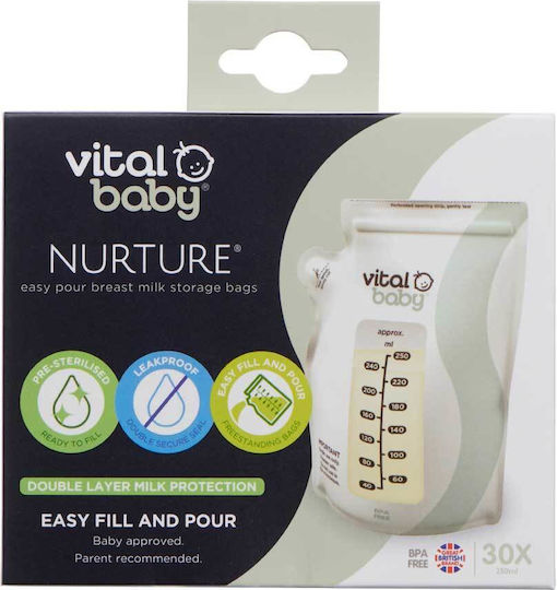 Vital Baby Σακουλάκια Αποθήκευσης Μητρικού Γάλακτος 250ml 30τμχ