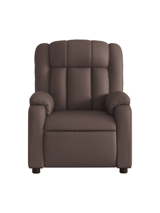 Πολυθρόνα Relax με Υποπόδιο από Δερματίνη Καφέ 78x92x98cm