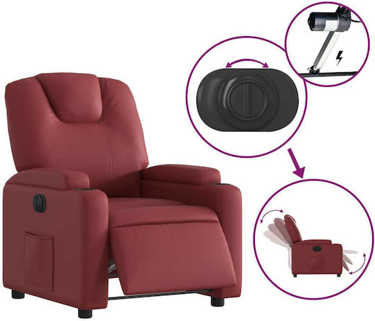 Relax Armchair with Footstool from Leatherette Bordeaux 74x88x97cm
