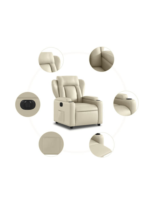Πολυθρόνα Relax με Υποπόδιο από Δερματίνη Κρεμ 77x94.5x100cm