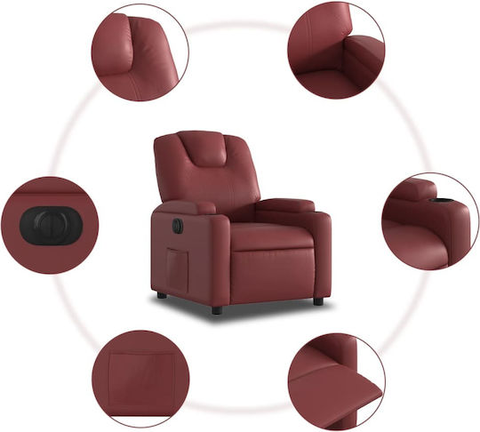 Relax Armchair with Footstool from Leatherette Bordeaux 74x88x97cm