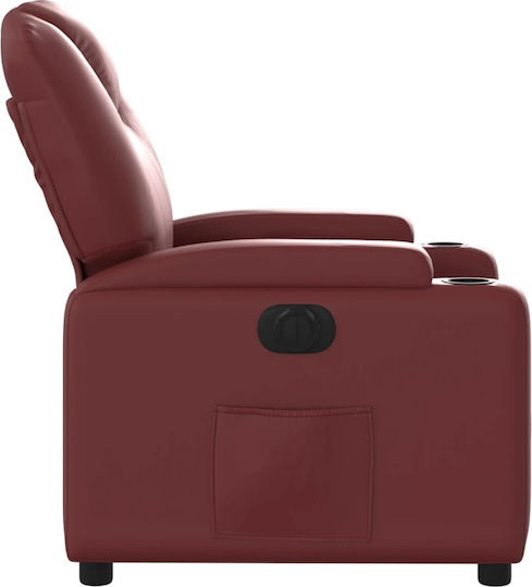 Relax Armchair with Footstool from Leatherette Bordeaux 74x88x97cm