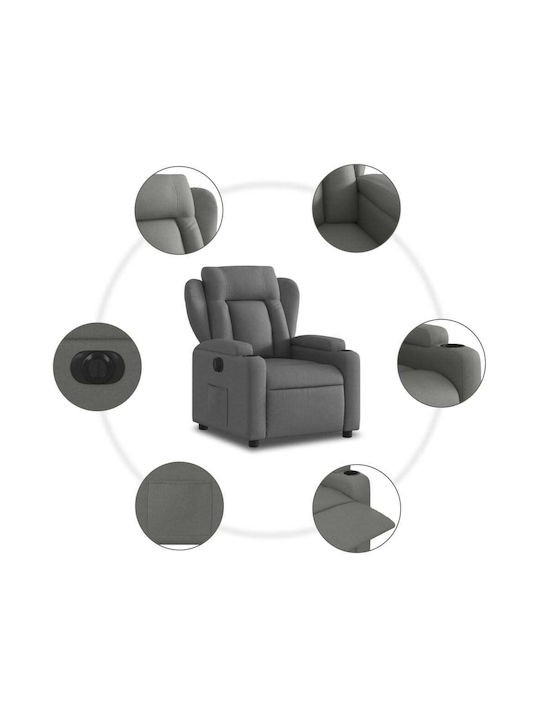 Relax Armchair with Footstool Dark Grey 77x94.5x100cm