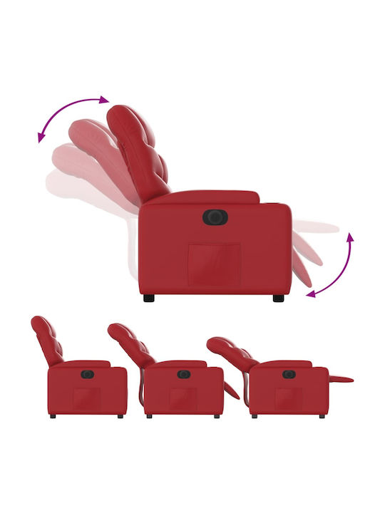 Relax Armchair with Footstool from Leatherette Red 74x89x100cm