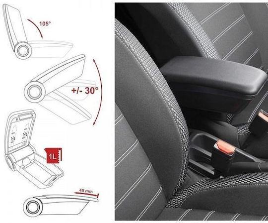 Rati Armster Car PU Armrest for Volkswagen T5 / T6 Black