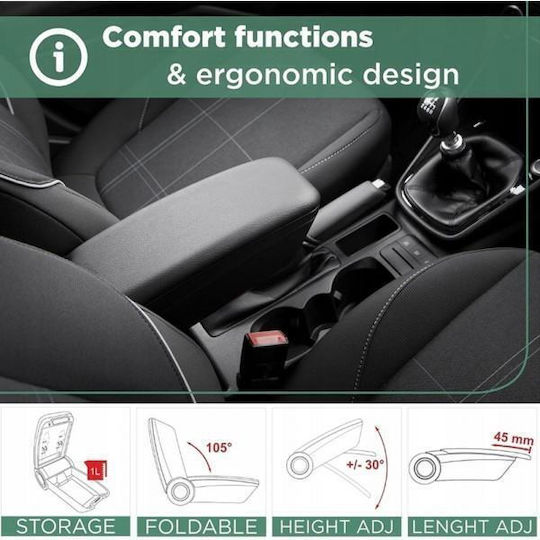 Rati Armster Car PU Armrest for Volkswagen T5 / T6 Black