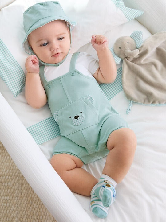Mayoral Bear Baby Bodysuits Pramsuit with Accessories Green 2 Pieces