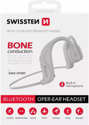 Swissten Bone Conduction Bluetooth Handsfree Headphone Sweat Resistant White